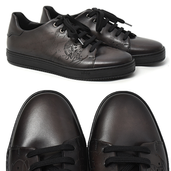 ベルルッティ 靴 メンズ カリグラフィー プレイタイム スクリット レザー スニーカー 8 1/2 日本サイズ28cm ブラック Berluti 中古