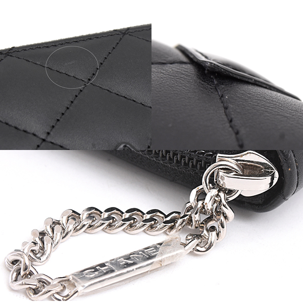 シャネル 財布 レディース カンボンライン ココマーク ラウンドファスナー 長財布 レザー ブラック CHANEL 中古