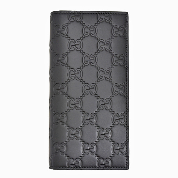 グッチ 財布 メンズ グッチシマ ロングウォレット 札入れ アウトレット ブラック 二つ折り カーフ グッチシグネチャー GUCCI 779828 中古