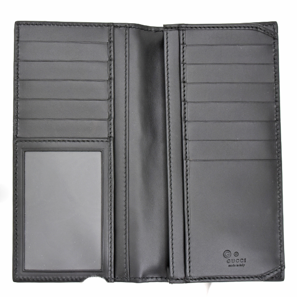 グッチ 財布 メンズ グッチシマ ロングウォレット 札入れ アウトレット ブラック 二つ折り カーフ グッチシグネチャー GUCCI 779828 中古