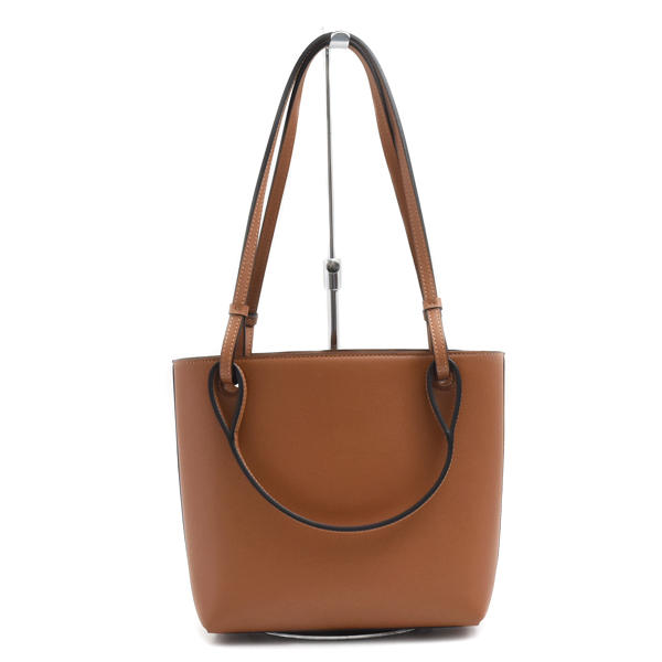 ロエベ バッグ レディース ダブルハンドル スクエア アナグラム ハンドバッグ トートバッグ カーフレザー タン LOEWE 中古