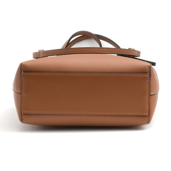 ロエベ バッグ レディース ダブルハンドル スクエア アナグラム ハンドバッグ トートバッグ カーフレザー タン LOEWE 中古