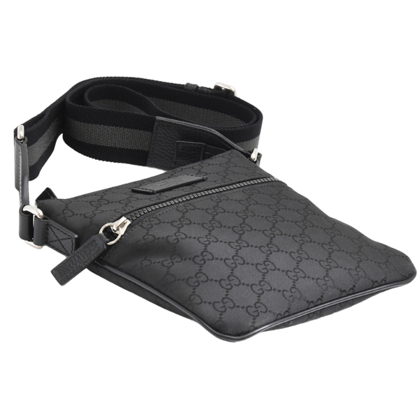 グッチ バッグ メンズ ショルダーバッグ GGナイロン ナイロン×レザー ブラック GUCCI 4491183 中古