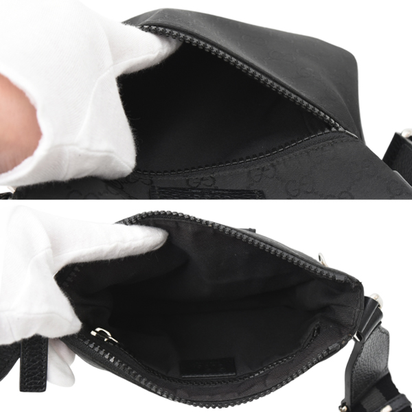 グッチ バッグ メンズ ショルダーバッグ GGナイロン ナイロン×レザー ブラック GUCCI 4491183 中古