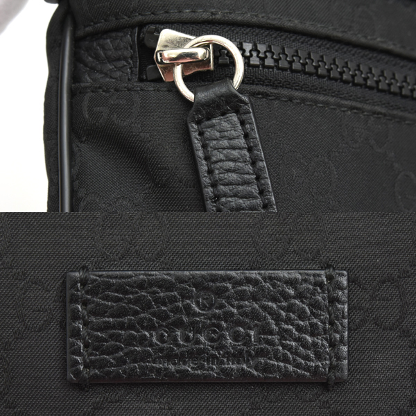 グッチ バッグ メンズ ショルダーバッグ GGナイロン ナイロン×レザー ブラック GUCCI 4491183 中古