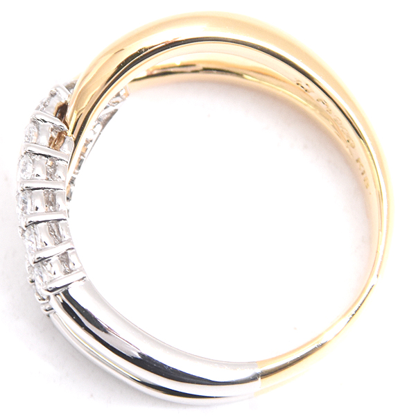 星の砂 指輪 レディース クロスモチーフ ダイヤモンド リング D0.41ct 11号 ゴールド プラチナ HOSHI no SUNA K18×PT900 中古