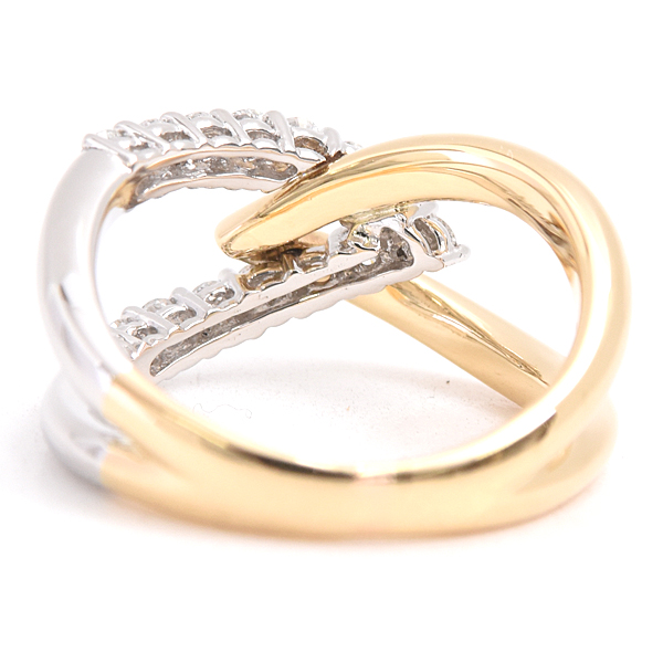 星の砂 指輪 レディース クロスモチーフ ダイヤモンド リング D0.41ct 11号 ゴールド プラチナ HOSHI no SUNA K18×PT900 中古