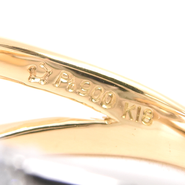 星の砂 指輪 レディース クロスモチーフ ダイヤモンド リング D0.41ct 11号 ゴールド プラチナ HOSHI no SUNA K18×PT900 中古