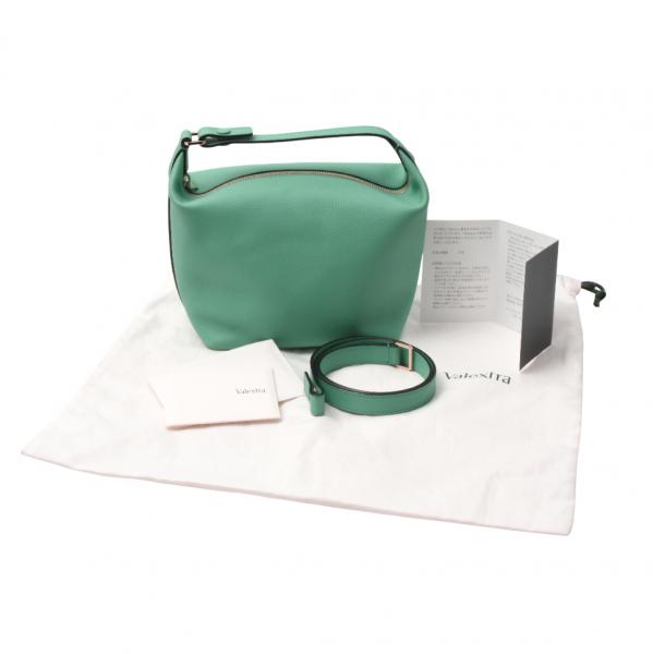 ヴァレクストラ バッグ モチバッグ ハンドバッグ ショルダーバッグ ソフトカーフスキン ブルーグリーン Valextra 中古
