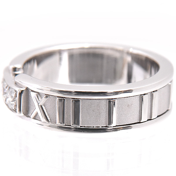 ティファニー 指輪 レディース アトラス 3Pダイヤモンド リング 9号 ホワイトゴールド TIFFANY 750WG 中古