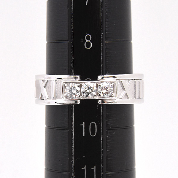 ティファニー 指輪 レディース アトラス 3Pダイヤモンド リング 9号 ホワイトゴールド TIFFANY 750WG 中古