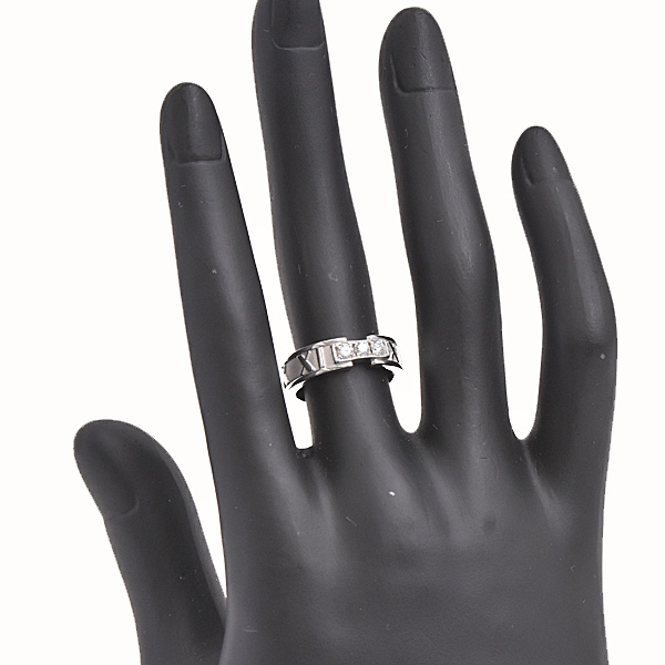 ティファニー 指輪 レディース アトラス 3Pダイヤモンド リング 9号 ホワイトゴールド TIFFANY 750WG 中古