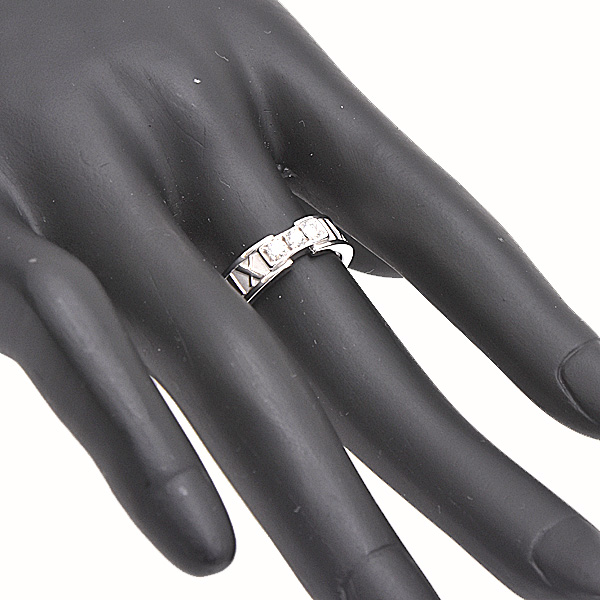 ティファニー 指輪 レディース アトラス 3Pダイヤモンド リング 9号 ホワイトゴールド TIFFANY 750WG 中古