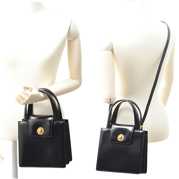 ブルガリ バッグ レディース ブルガリブルガリ ミニハンドバッグ ショルダー レザー ブラック BVLGARI 中古