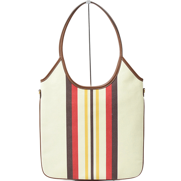 ミュウミュウ バッグ レディース キャンバスレザーバッグ ストライプ トートバッグ アイビー キャンバス×レザー マルチカラー MIU MIU 5BG231 中古