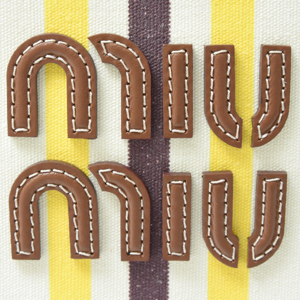 ミュウミュウ バッグ レディース キャンバスレザーバッグ ストライプ トートバッグ アイビー キャンバス×レザー マルチカラー MIU MIU 5BG231 中古