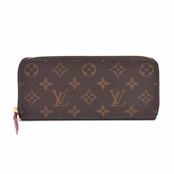 ルイヴィトン 財布 レディース モノグラム ポルトフォイユクレマンス フューシャ ワインレッド 長財布 Louis Vuitton M60742 中古
