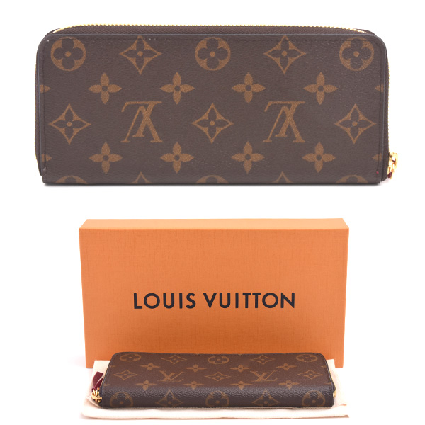 ルイヴィトン 財布 レディース モノグラム ポルトフォイユクレマンス フューシャ ワインレッド 長財布 Louis Vuitton M60742 中古