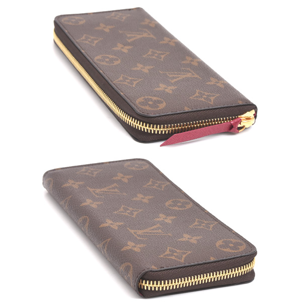 ルイヴィトン 財布 レディース モノグラム ポルトフォイユクレマンス フューシャ ワインレッド 長財布 Louis Vuitton M60742 中古