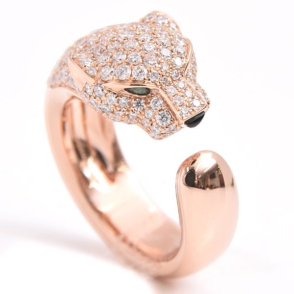 カルティエ 指輪 ユニセックス パンテール マサイ パヴェダイヤ リング 55号 ピンクゴールド Cartier 750PG 中古