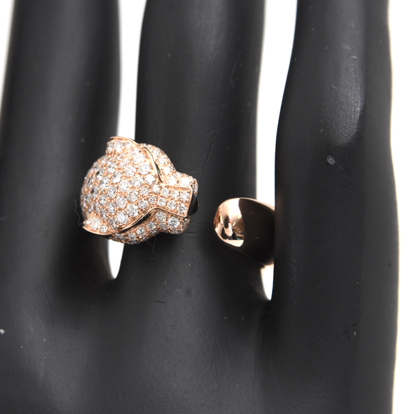 カルティエ 指輪 ユニセックス パンテール マサイ パヴェダイヤ リング 55号 ピンクゴールド Cartier 750PG 中古
