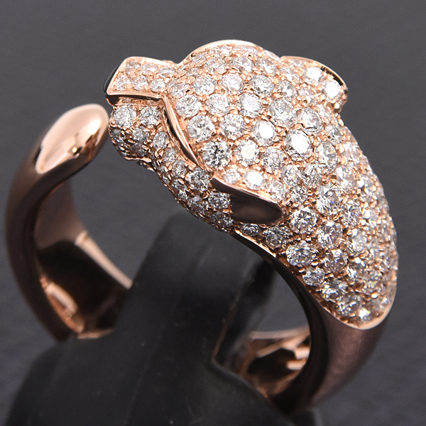 カルティエ 指輪 ユニセックス パンテール マサイ パヴェダイヤ リング 55号 ピンクゴールド Cartier 750PG 中古