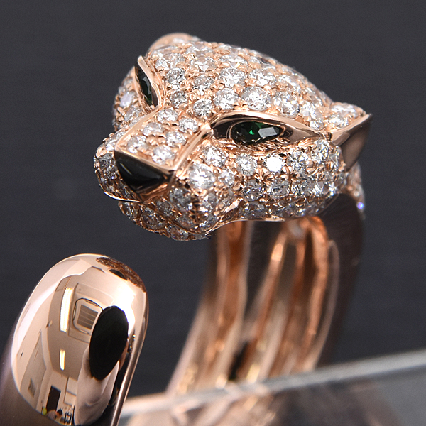 カルティエ 指輪 ユニセックス パンテール マサイ パヴェダイヤ リング 55号 ピンクゴールド Cartier 750PG 中古