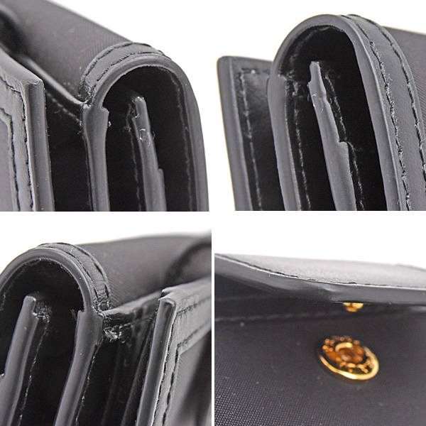 プラダ 財布 レディース トライアングルロゴ 二つ折り財布 ナイロン×カーフ テスート 異素材 ブラック ネロ PRADA 1MH523 中古