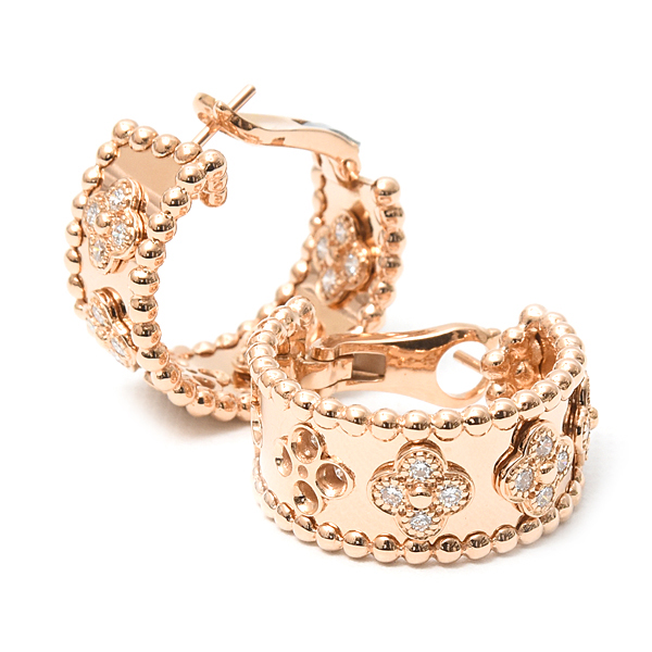 ヴァンクリーフ&アーペル ピアス レディース ペルレ クローバー イヤリング ダイヤモンド ピンクゴールド VCARO2MK00 Van Cleef & Arpels 750PG 中古