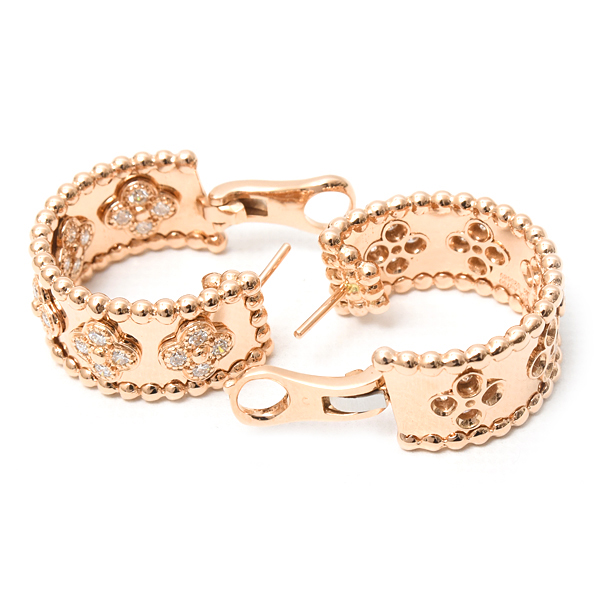 ヴァンクリーフ&アーペル ピアス レディース ペルレ クローバー イヤリング ダイヤモンド ピンクゴールド VCARO2MK00 Van Cleef & Arpels 750PG 中古