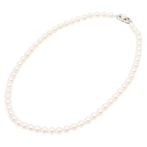 ミキモト ネックレス レディース パール ネックレス 6.1mm~6.5mm珠 ホワイトゴールド MIKIMOTO K14WG 中古