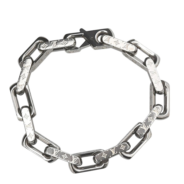 ルイヴィトン ブレス メンズ ブレスレット モノグラム チェーン Lサイズ シルバー色 Louis Vuitton M00309 未使用展示品