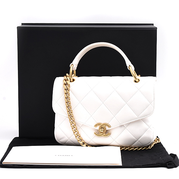 シャネル バッグ レディース マトラッセ チェーンショルダーバッグ カーフスキン ホワイト CHANEL AS4195 中古