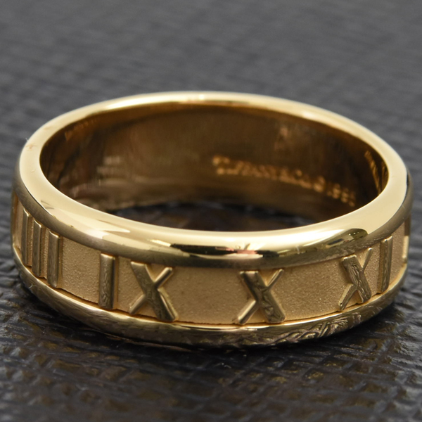 ティファニー 指輪 メンズ アトラス リング 20号 イエローゴールド TIFFANY 750YG 中古