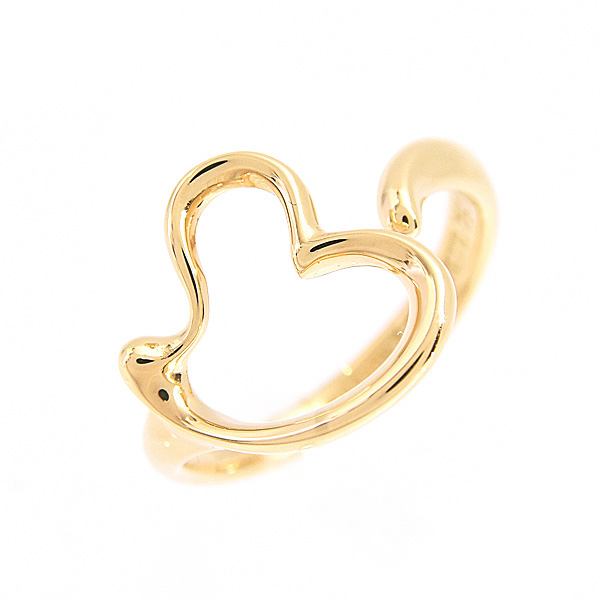 ティファニー リング レディース オープン ハート リング 実測8号 フォークリング 指輪 イエローゴールド TIFFANY 750YG 中古