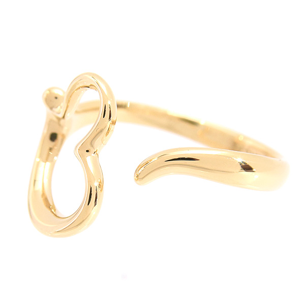 ティファニー リング レディース オープン ハート リング 実測8号 フォークリング 指輪 イエローゴールド TIFFANY 750YG 中古