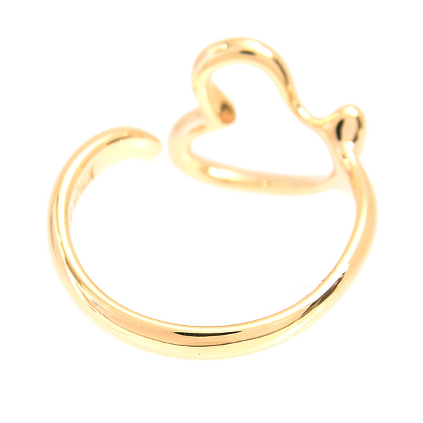 ティファニー リング レディース オープン ハート リング 実測8号 フォークリング 指輪 イエローゴールド TIFFANY 750YG 中古