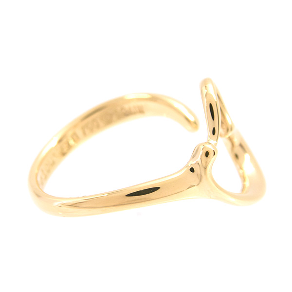 ティファニー リング レディース オープン ハート リング 実測8号 フォークリング 指輪 イエローゴールド TIFFANY 750YG 中古