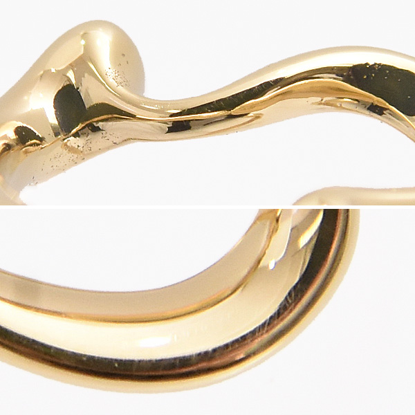 ティファニー リング レディース オープン ハート リング 実測8号 フォークリング 指輪 イエローゴールド TIFFANY 750YG 中古