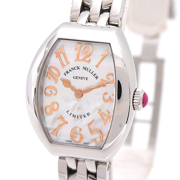 フランクミュラー 時計 レディース ハート トゥ ハート レリーフ リミテッド 電池式 シェル文字盤 日本限定30本 FRANCK MULLER 5002SQZ 中古