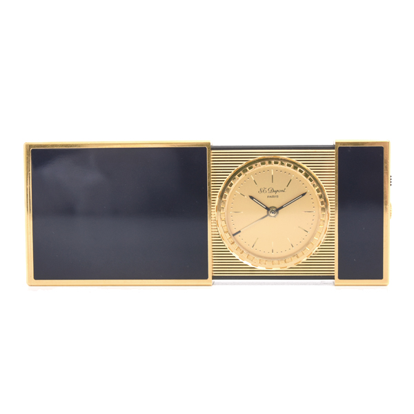 デュポン 時計 メンズ レディース ローラガスライター型置時計 懐中時計 ミッドナイトネイビー ゴールド S.T. Dupont 中古
