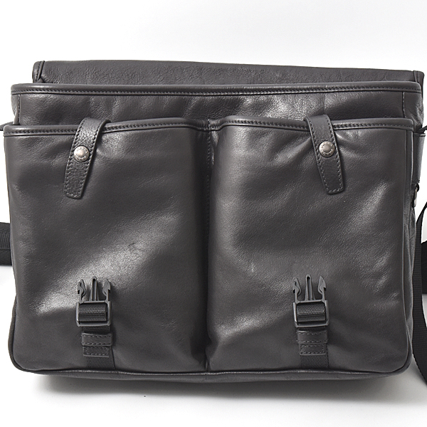 プラダ バッグ メンズ メッセンジャーバック ショルダーバッグ カーフ ブラック PRADA 2VD768 中古