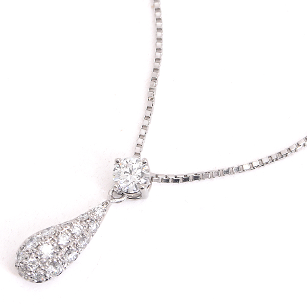 星の砂 レディース ネックレス ドロップモチーフ ダイヤモンド ネックレス D0.41ct プラチナ HOSHI no SUNA PT850×PT900 中古