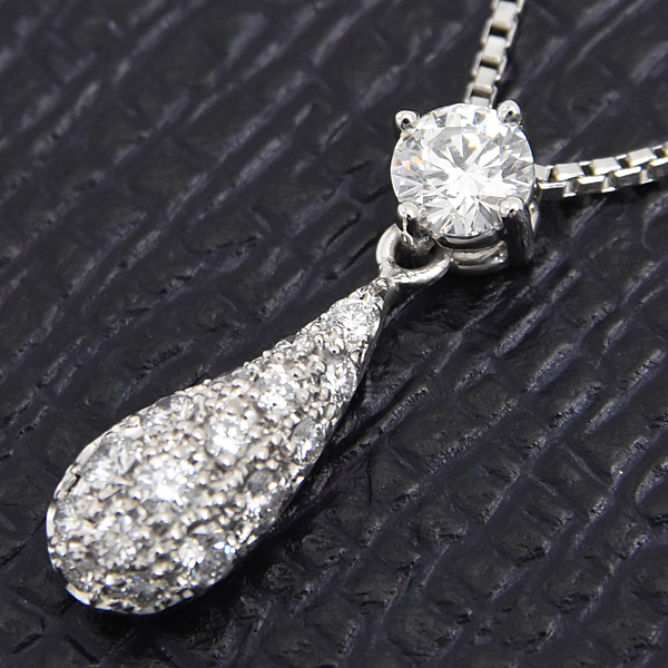 星の砂 レディース ネックレス ドロップモチーフ ダイヤモンド ネックレス D0.41ct プラチナ HOSHI no SUNA PT850×PT900 中古