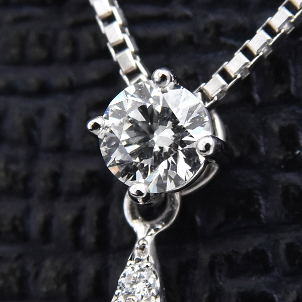 星の砂 レディース ネックレス ドロップモチーフ ダイヤモンド ネックレス D0.41ct プラチナ HOSHI no SUNA PT850×PT900 中古