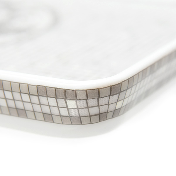 エルメス ブランド小物 レディース 長方形皿 トレイ モザイク ヴァンキャトル プラチナ 16cm×12cm 未使用展示品