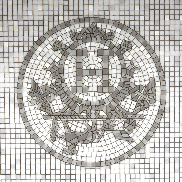 エルメス ブランド小物 レディース 長方形皿 トレイ モザイク ヴァンキャトル プラチナ 16cm×12cm 未使用展示品