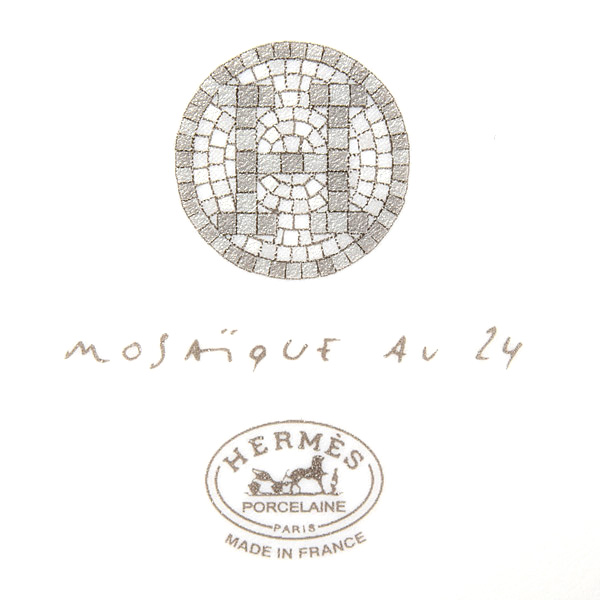 エルメス ブランド小物 レディース 長方形皿 トレイ モザイク ヴァンキャトル プラチナ 16cm×12cm 未使用展示品