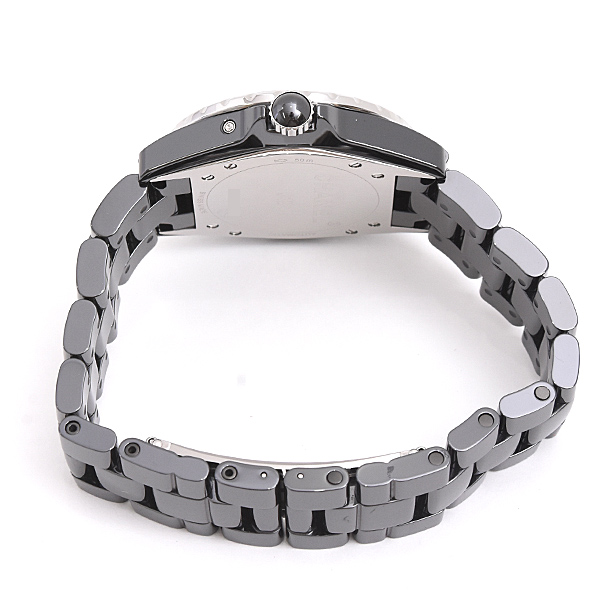 シャネル 時計 メンズ J12 ファーズドゥリュヌ ダイヤベゼル 自動巻 ブラック文字盤 純正ダイヤ セラミック CHANEL H3407 中古