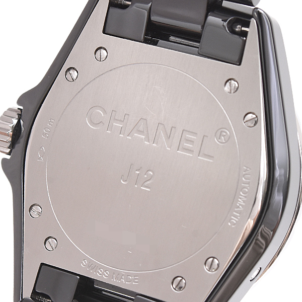 シャネル 時計 メンズ J12 ファーズドゥリュヌ ダイヤベゼル 自動巻 ブラック文字盤 純正ダイヤ セラミック CHANEL H3407 中古